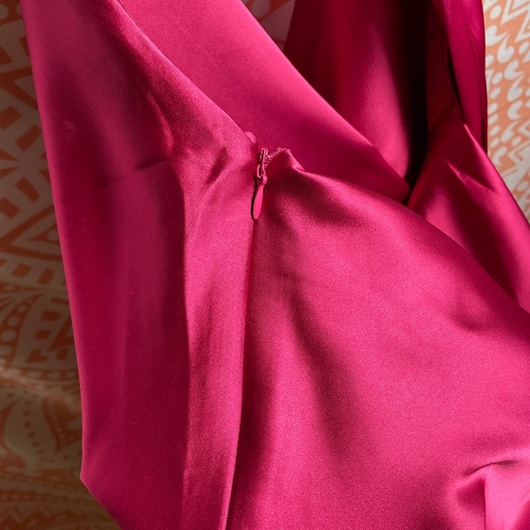 New Canton Walker cowl neck satin halter minidress in rose size M - Picture 2 of 6